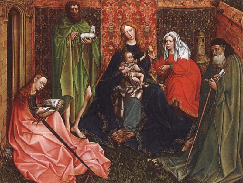 Robert Campin Madonna and Child with saints in a inhagnad tradgard Germany oil painting art